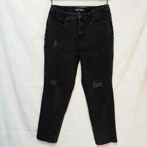 Wild Fable Distressed Black Denim High RiseMom Jeans Size 12